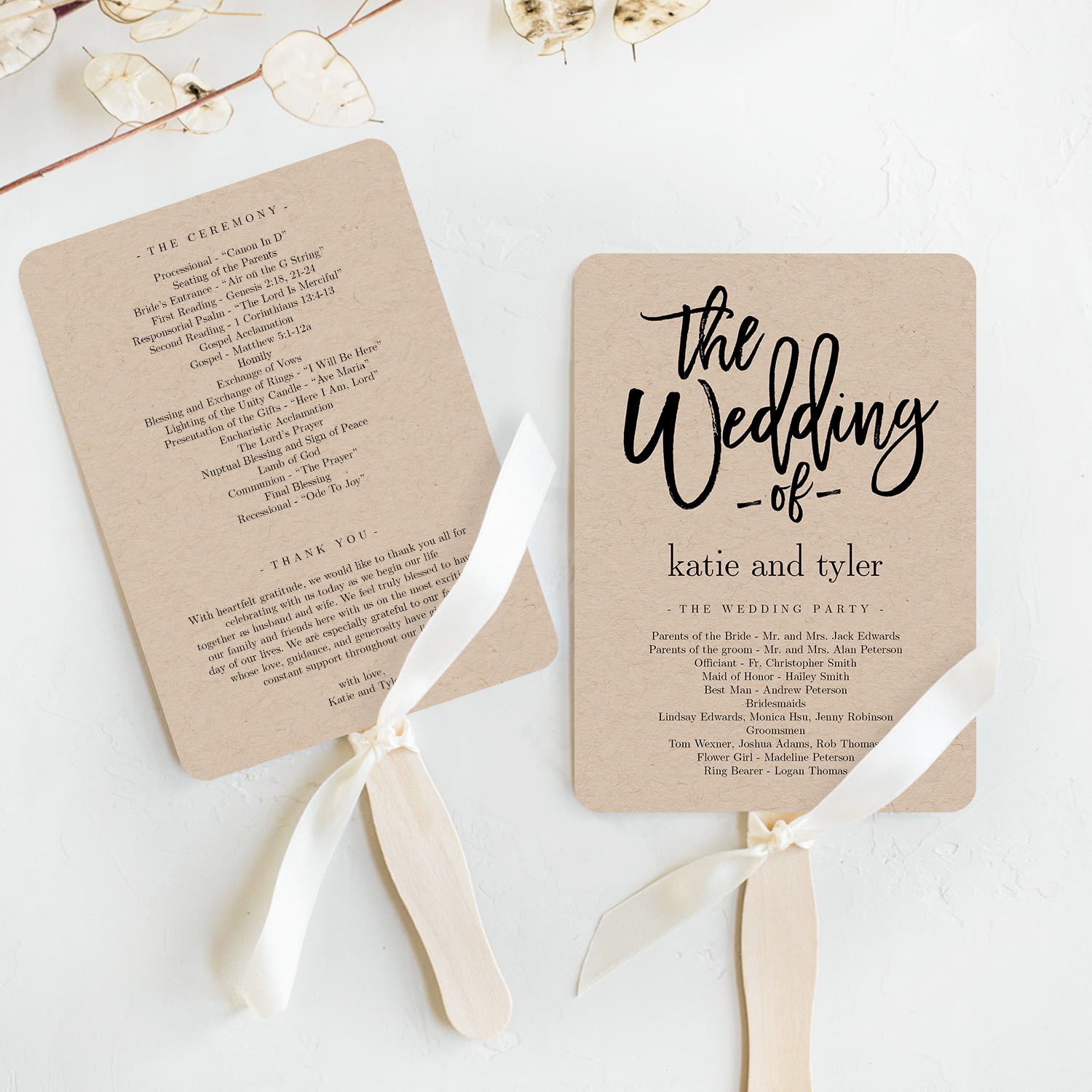 Brushed Charm Wedding Program Fan Template Bcc Berry Berry Sweet