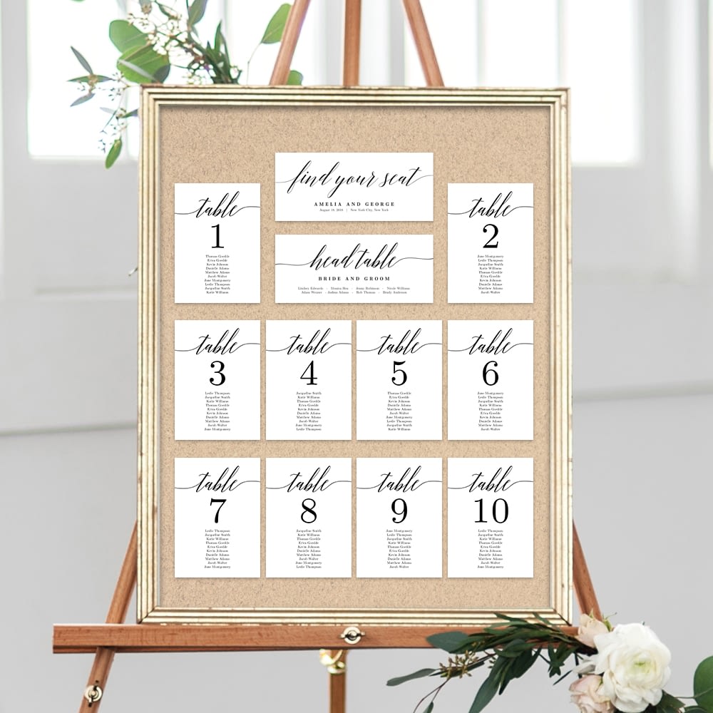Free Printable Wedding Seating Chart Board Cards Template