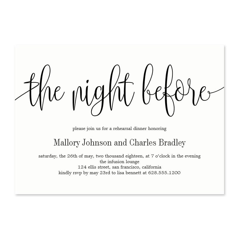 The Night Before Editable Color Rehearsal Dinner Invitation - Berry ...