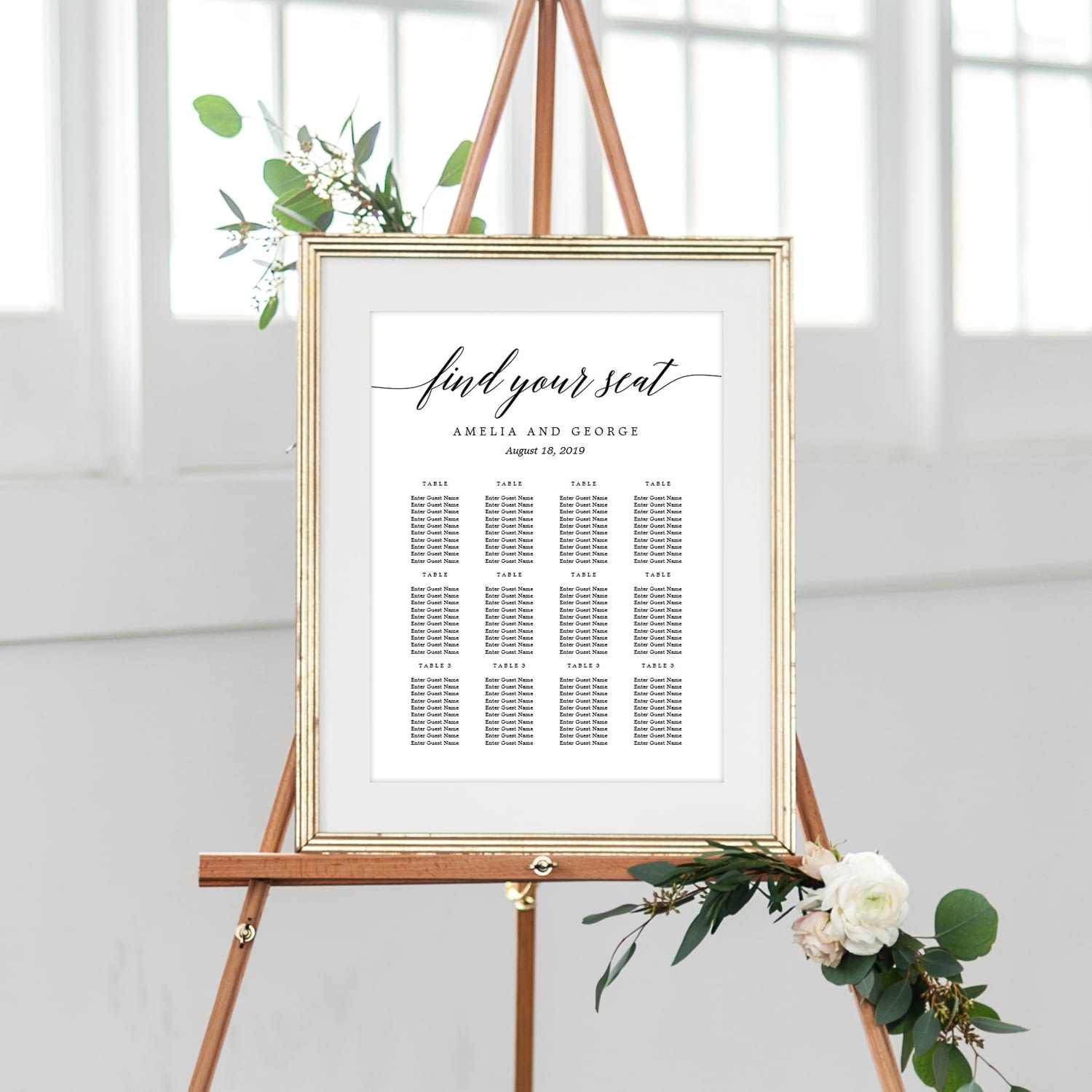 Modern Script Editable Color Seating Chart Poster - Berry Berry Sweet